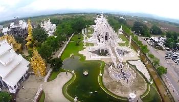 White Temple in Chiang Rai Aerial Video - Chiang Mai Video