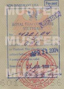 Visaantrag fr Thailand - Besondere Visa