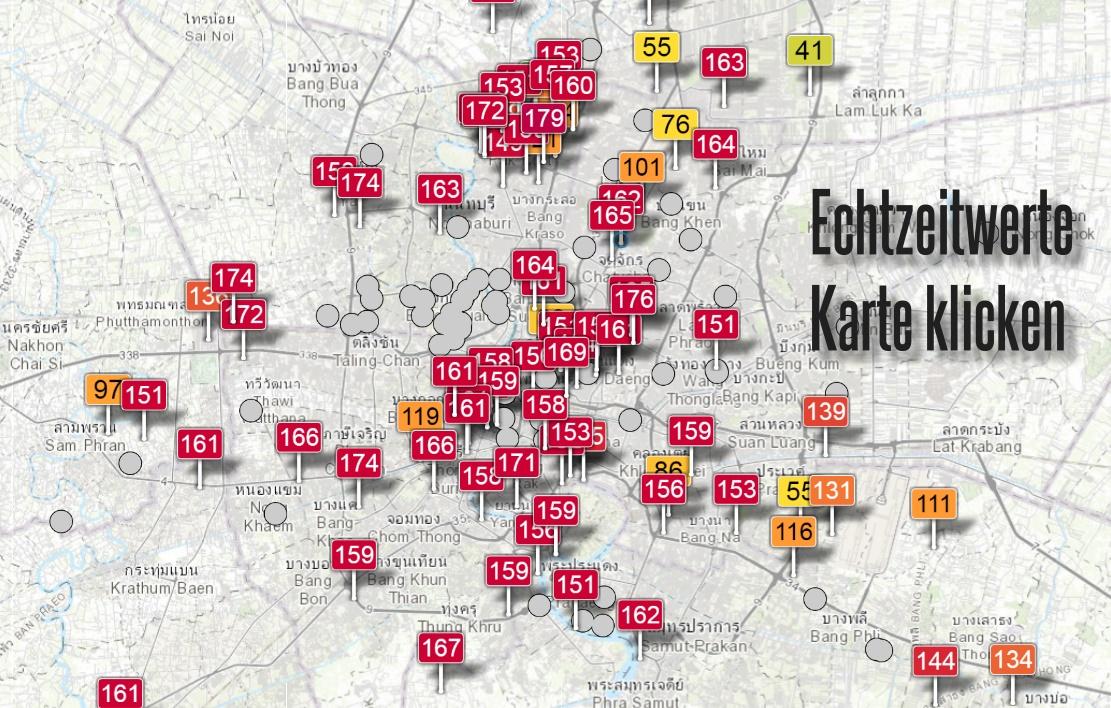 Luftverschmutzung in Bangkok: Echtzeit-Karte des Luftqualittsindex