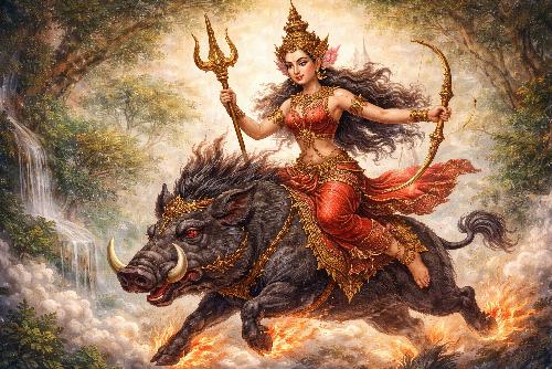 Bild Wenn die Songkran-Göttin schon mal vorsichtig warnt