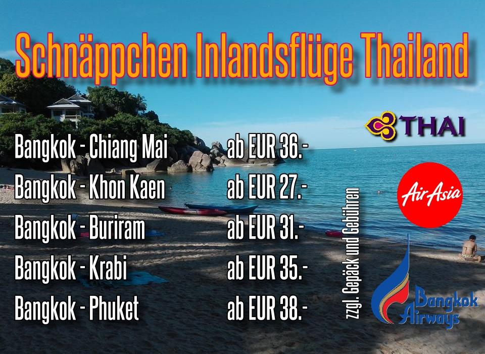 Fliegen in Thailand, Flugplne, Tickets und Flugzeiten